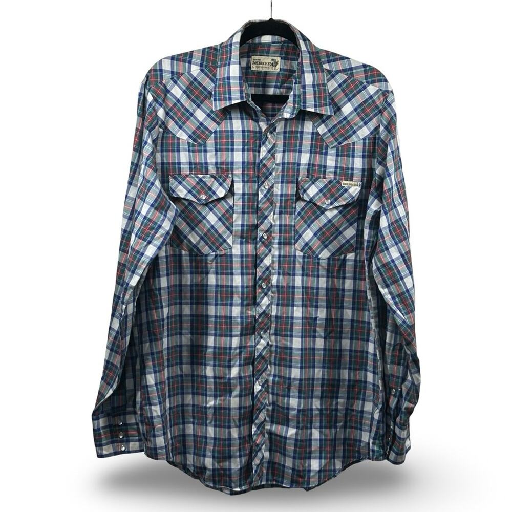 Sears Roebucks Pearl Snap Shirt Men's Tall Size Large Vintage Western Rodeo Work